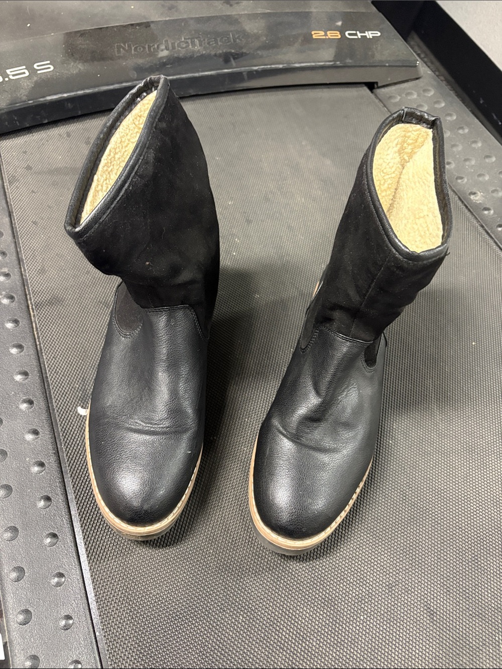Nautica Black Leather & Suede Shearling-Lined Winter Boots